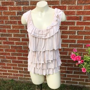 J Crew Factory Ruffle Tank Top Cream Medium Shirt